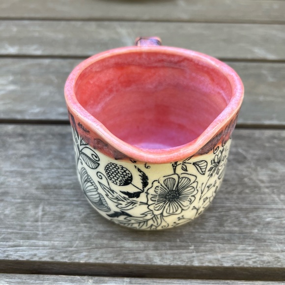 Studio Pottery Floral Pink Dipped Glazed Mini Pitcher Artist Signed - Picture 6 of 9